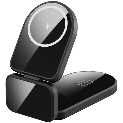 H09 Watch / Earphone / Cellphone 3-in-1 Desktop Charging Stand Foldable Magnetic Wireless Charger