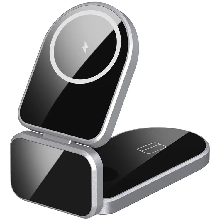 H09 Watch / Earphone / Cellphone 3-in-1 Desktop Charging Stand Foldable Magnetic Wireless Charger