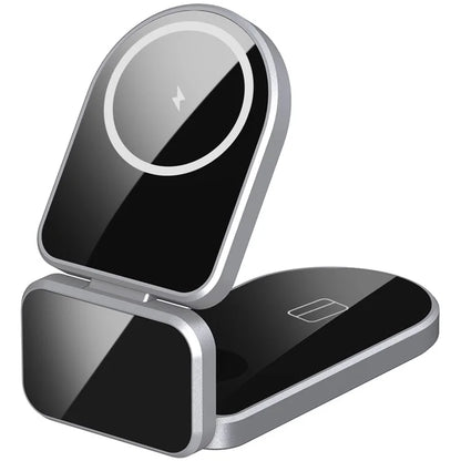H09 Watch / Earphone / Cellphone 3-in-1 Desktop Charging Stand Foldable Magnetic Wireless Charger