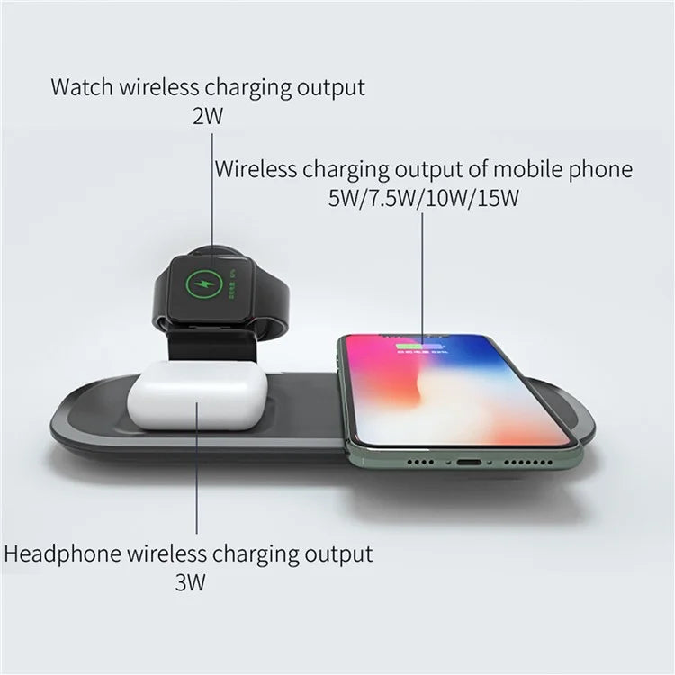 Wireless Charger for iPhone / AirPods / Apple Watch, Charging Station Stand 3-In-1 Charging Pad