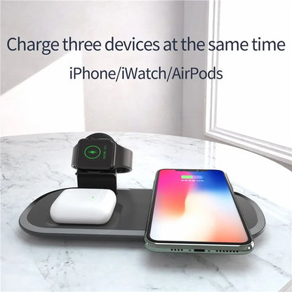 Wireless Charger for iPhone / AirPods / Apple Watch, Charging Station Stand 3-In-1 Charging Pad