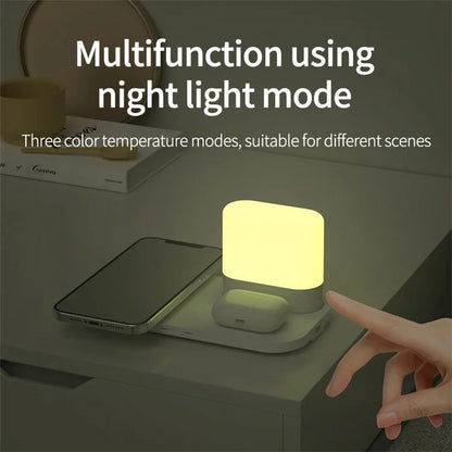Phone Charging Station Earphone Wireless Charger Nightstand Lamp Home Decoration Birthday Gift