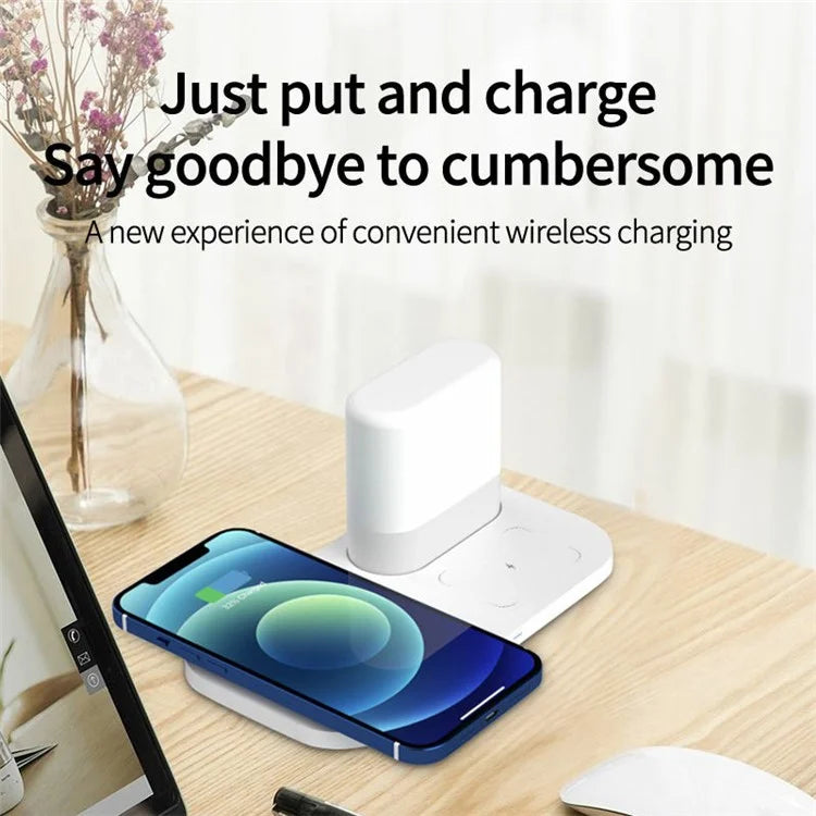 Phone Charging Station Earphone Wireless Charger Nightstand Lamp Home Decoration Birthday Gift