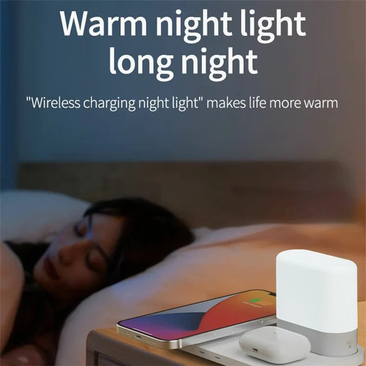 Phone Charging Station Earphone Wireless Charger Nightstand Lamp Home Decoration Birthday Gift