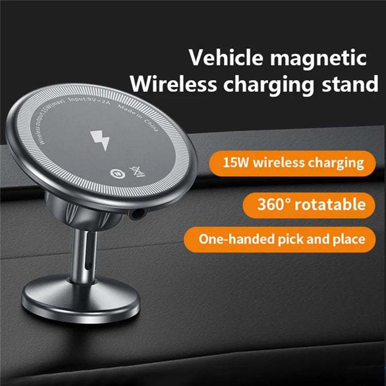 CF23 15W Car Mount Magnetic Wireless Charger 360 Degree Rotatable Fast Charging Stand