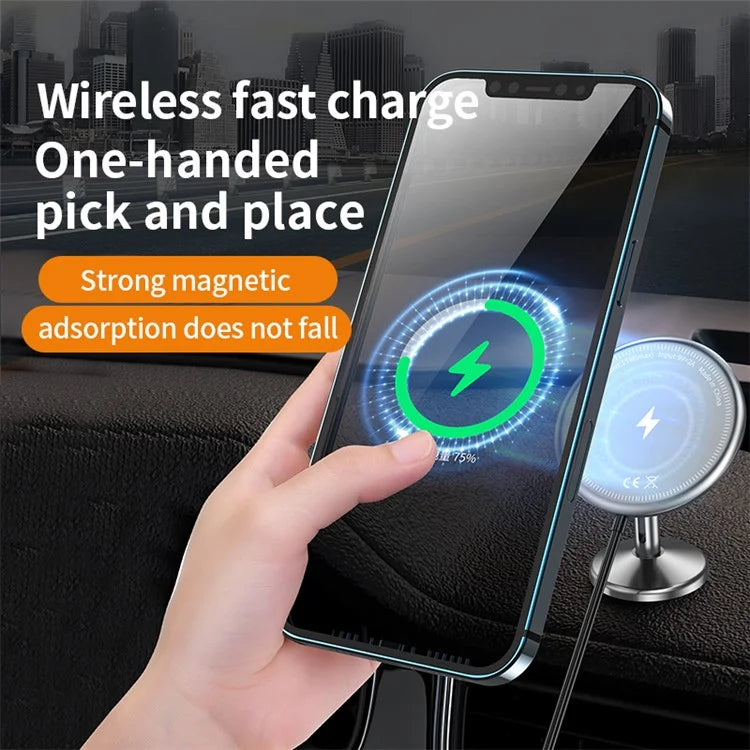CF23 15W Car Mount Magnetic Wireless Charger 360 Degree Rotatable Fast Charging Stand