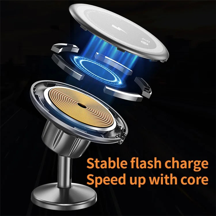CF23 15W Car Mount Magnetic Wireless Charger 360 Degree Rotatable Fast Charging Stand