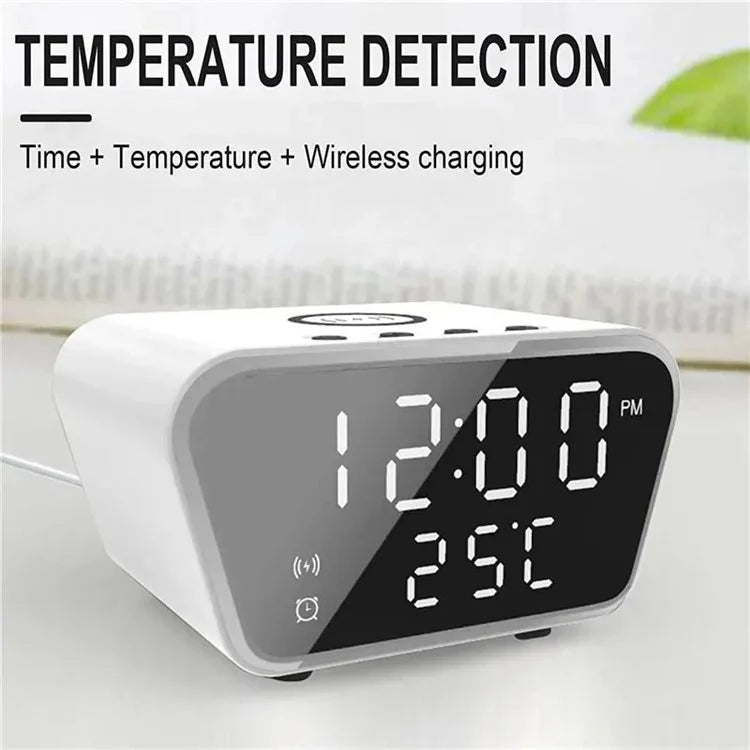 HT-301 Alarm Clock Wireless Charger 15W Fast Charging Station for Bedroom Bedside