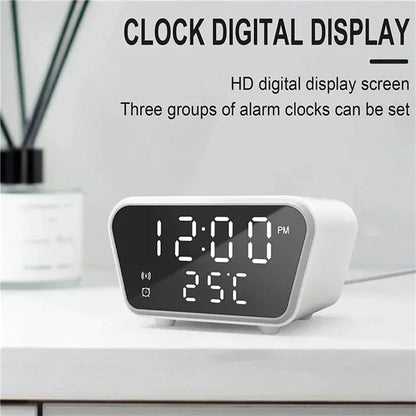 HT-301 Alarm Clock Wireless Charger 15W Fast Charging Station for Bedroom Bedside