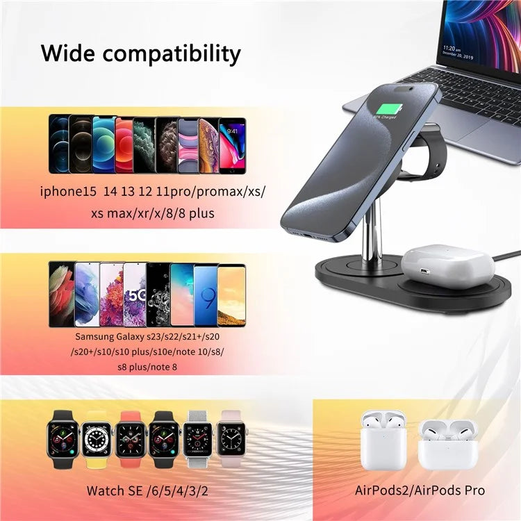HT-534 For iPhone AirPods Apple Watch 15W Wireless Charger Fast Charging Stand