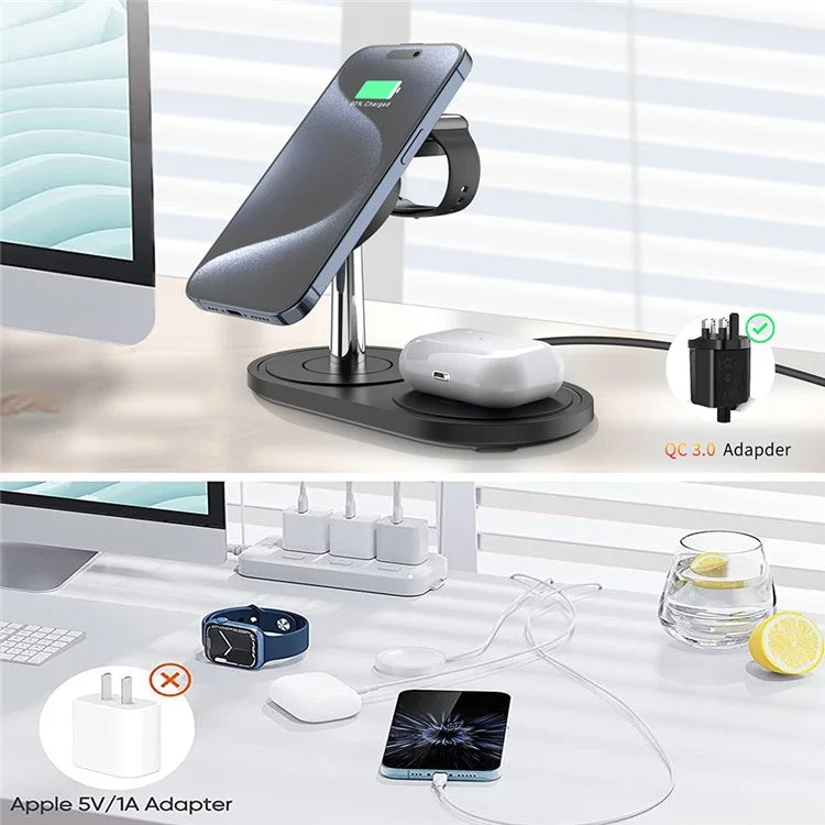 HT-534 For iPhone AirPods Apple Watch 15W Wireless Charger Fast Charging Stand