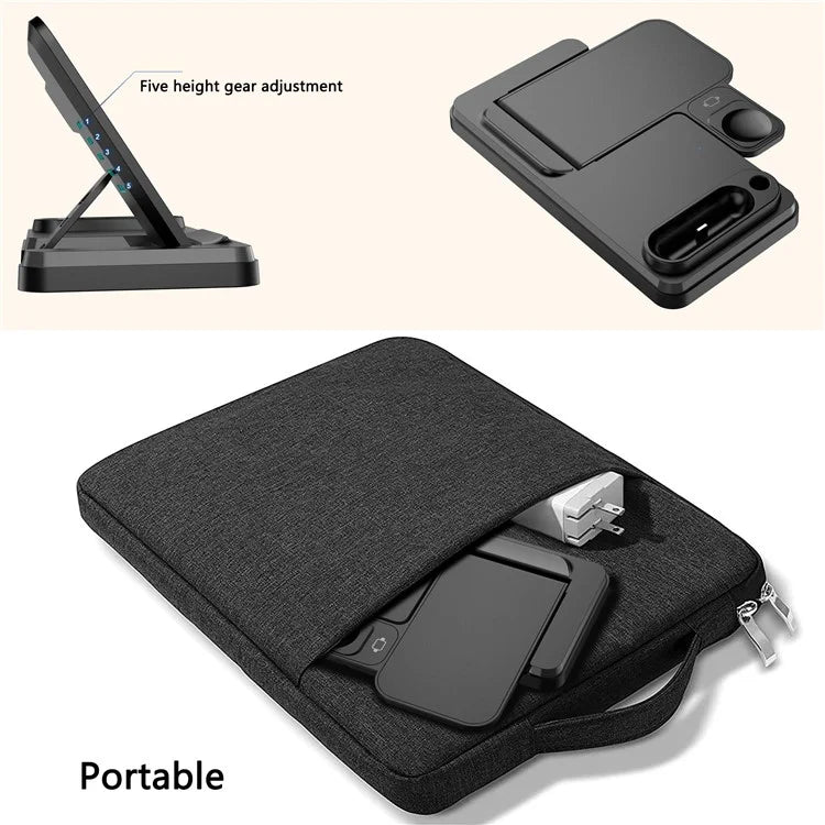 HT-504 For iPhone AirPods Apple Watch 15W Wireless Charger Fast Charging Stand with Pen Holder
