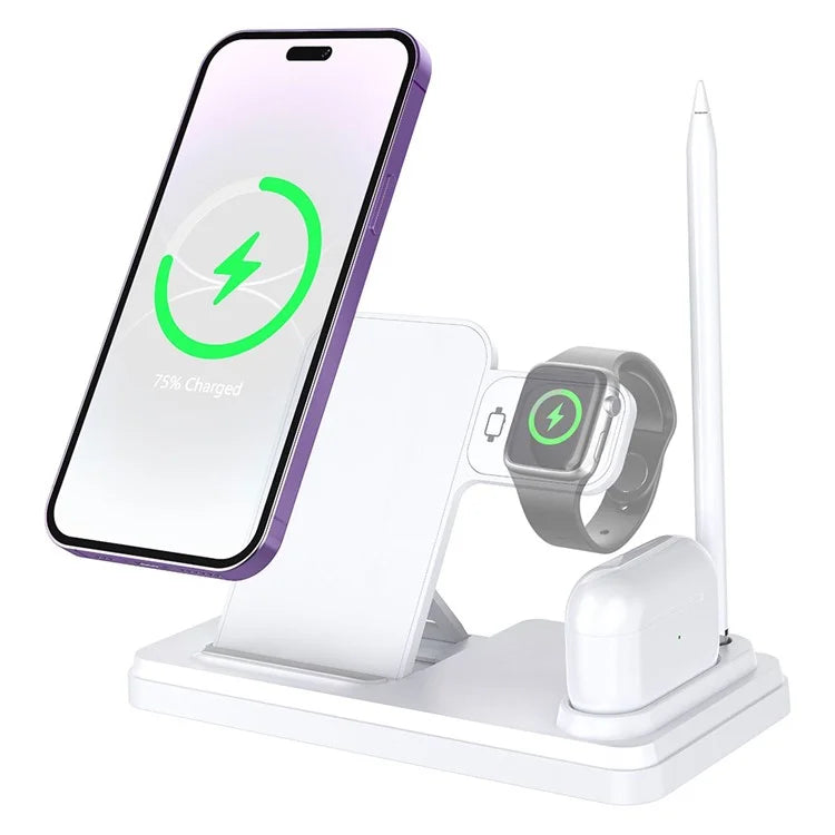 HT-504 For iPhone AirPods Apple Watch 15W Wireless Charger Fast Charging Stand with Pen Holder