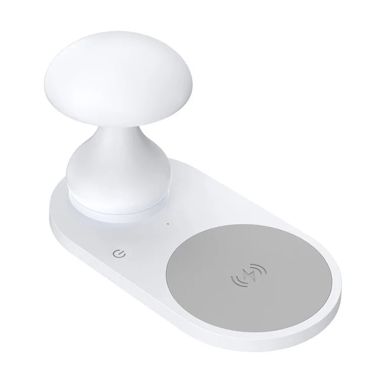 HT-513 2-In-1 Mushroom Night Lamp Wireless Charger Bedside Light