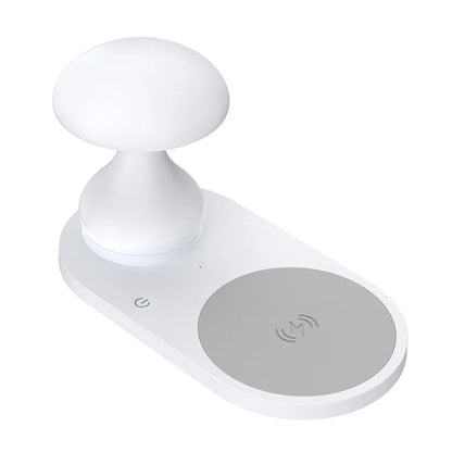 HT-513 2-In-1 Mushroom Night Lamp Wireless Charger Bedside Light