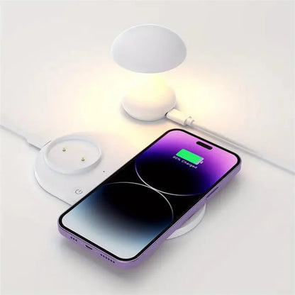 HT-513 2-In-1 Mushroom Night Lamp Wireless Charger Bedside Light