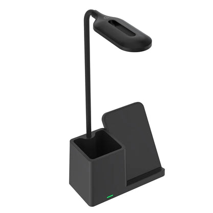 HT-330 3-in-1 15W Phone Holder Wireless Charger Pen Holder Gooseneck LED Table Lamp