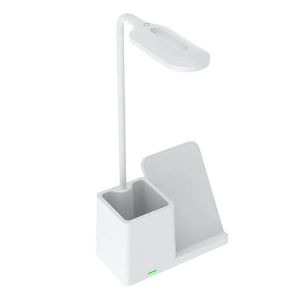 HT-330 3-in-1 15W Phone Holder Wireless Charger Pen Holder Gooseneck LED Table Lamp