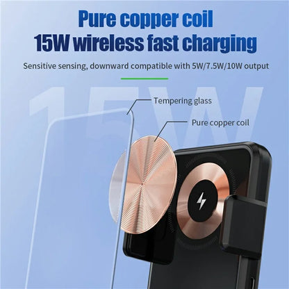 YR-1 5000mAh Power Bank 15W Phone Wireless Charger Bluetooth Shutter Shooting Handle