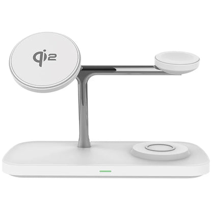 T255 Watch / Earphone / Cellphone 3-in-1 Desktop Charging Stand Qi2 15W Magnetic Wireless Charger