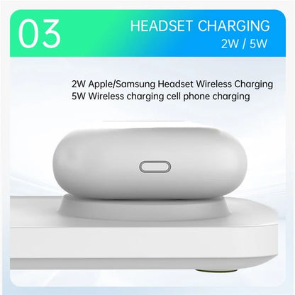 T255 Watch / Earphone / Cellphone 3-in-1 Desktop Charging Stand Qi2 15W Magnetic Wireless Charger