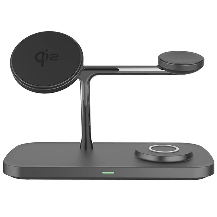 T255 Watch / Earphone / Cellphone 3-in-1 Desktop Charging Stand Qi2 15W Magnetic Wireless Charger