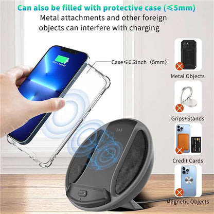 HT-529 15W Wireless Charger Phone Charging Pad with Bluetooth Speaker Function
