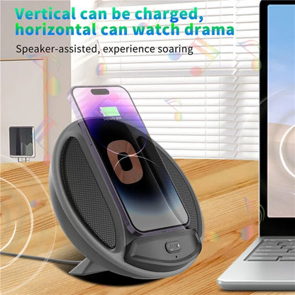 HT-529 15W Wireless Charger Phone Charging Pad with Bluetooth Speaker Function