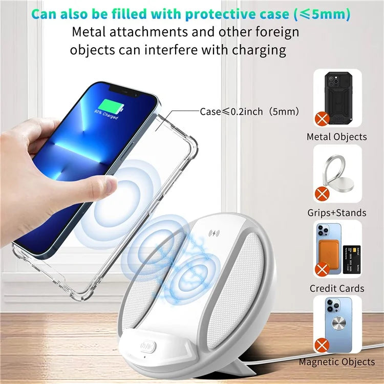 HT-529 15W Wireless Charger Phone Charging Pad with Bluetooth Speaker Function