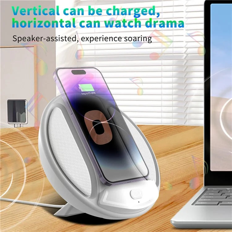 HT-529 15W Wireless Charger Phone Charging Pad with Bluetooth Speaker Function