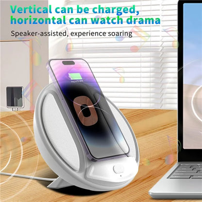 HT-529 15W Wireless Charger Phone Charging Pad with Bluetooth Speaker Function