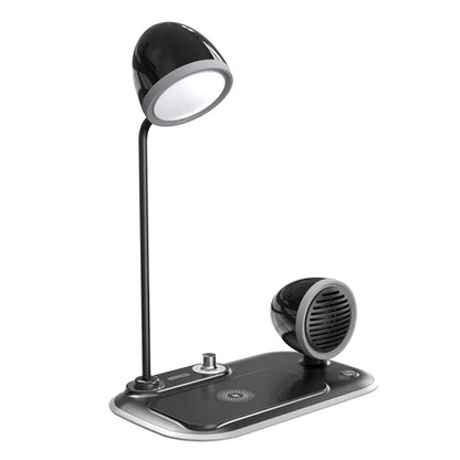 HT-310 3-in-1 15W Wireless Charger 3 Light Modes LED Desk Lamp with Bluetooth Speaker