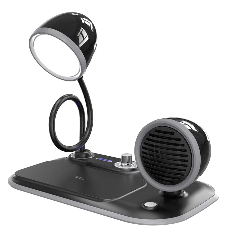 HT-310 3-in-1 15W Wireless Charger 3 Light Modes LED Desk Lamp with Bluetooth Speaker