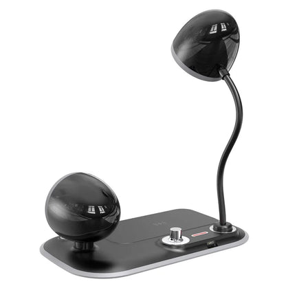 HT-310 3-in-1 15W Wireless Charger 3 Light Modes LED Desk Lamp with Bluetooth Speaker