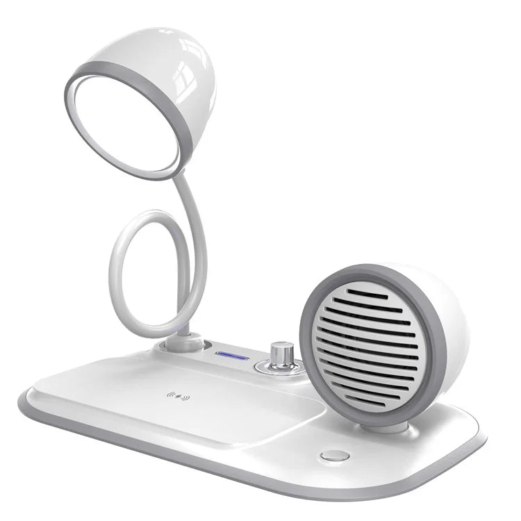 HT-310 3-in-1 15W Wireless Charger 3 Light Modes LED Desk Lamp with Bluetooth Speaker