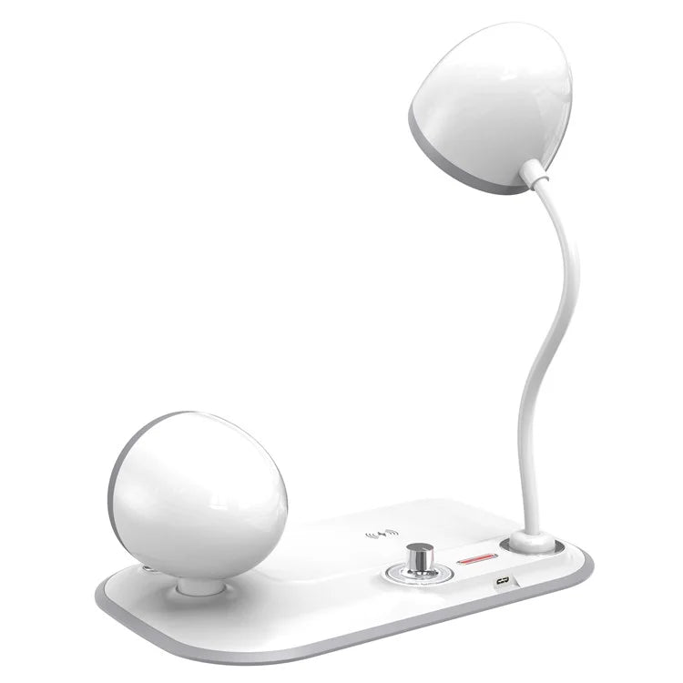 HT-310 3-in-1 15W Wireless Charger 3 Light Modes LED Desk Lamp with Bluetooth Speaker