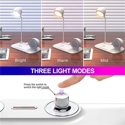 HT-310 3-in-1 15W Wireless Charger 3 Light Modes LED Desk Lamp with Bluetooth Speaker
