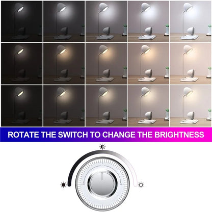 HT-310 3-in-1 15W Wireless Charger 3 Light Modes LED Desk Lamp with Bluetooth Speaker