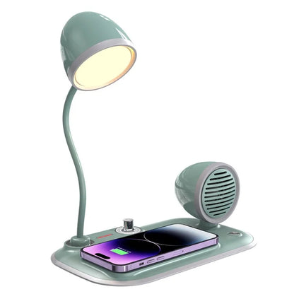 HT-310 3-in-1 15W Wireless Charger 3 Light Modes LED Desk Lamp with Bluetooth Speaker