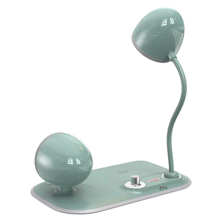 HT-310 3-in-1 15W Wireless Charger 3 Light Modes LED Desk Lamp with Bluetooth Speaker