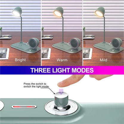 HT-310 3-in-1 15W Wireless Charger 3 Light Modes LED Desk Lamp with Bluetooth Speaker