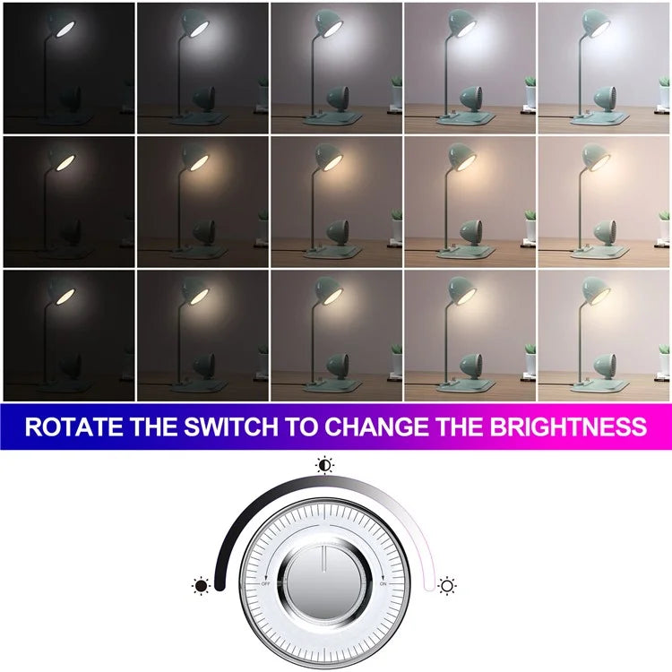 HT-310 3-in-1 15W Wireless Charger 3 Light Modes LED Desk Lamp with Bluetooth Speaker