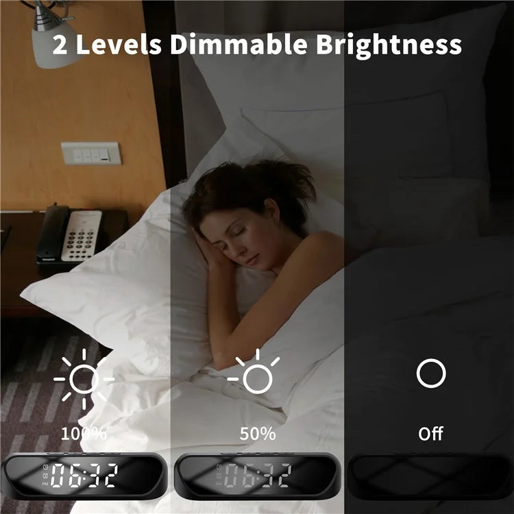 HT-331 2-in-1 15W Desktop Wireless Charger Dimmable Alarm Clock with Snooze Function