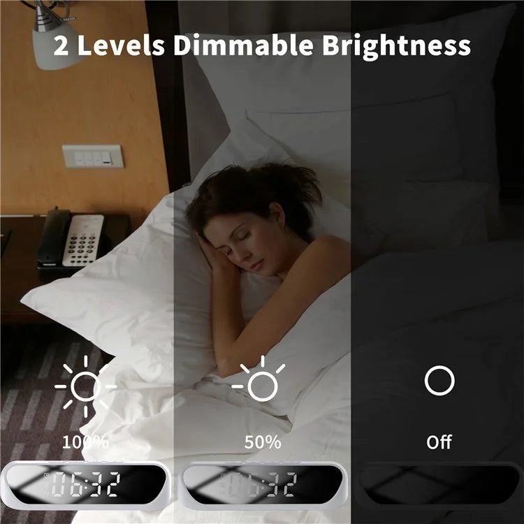 HT-331 2-in-1 15W Desktop Wireless Charger Dimmable Alarm Clock with Snooze Function