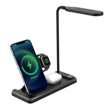 HT-503 Folding 15W Wireless Charger for Phone / Watch / Earbuds with Touch Control LED Table Lamp