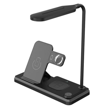 HT-503 Folding 15W Wireless Charger for Phone / Watch / Earbuds with Touch Control LED Table Lamp