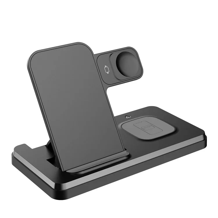 HT-514 3-in-1 Foldable Charging Dock 15W Wireless Charger for Phone / Watch / Earbuds