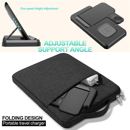 HT-514 3-in-1 Foldable Charging Dock 15W Wireless Charger for Phone / Watch / Earbuds