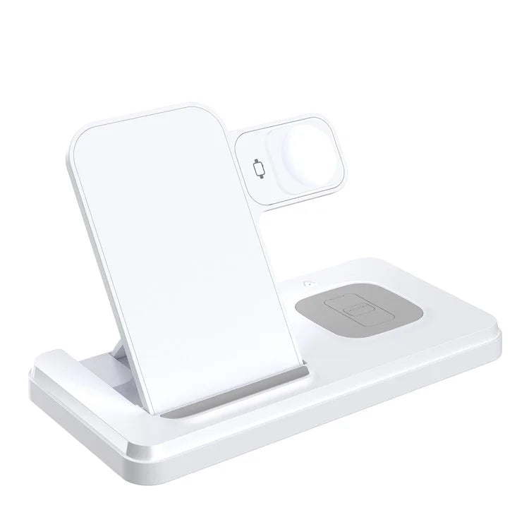 HT-514 3-in-1 Foldable Charging Dock 15W Wireless Charger for Phone / Watch / Earbuds