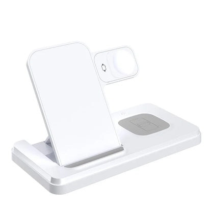 HT-514 3-in-1 Foldable Charging Dock 15W Wireless Charger for Phone / Watch / Earbuds
